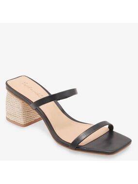 Splendid Kharis Square Toe Black Espadrille Block Heel Slide Sandals Shoes NWT